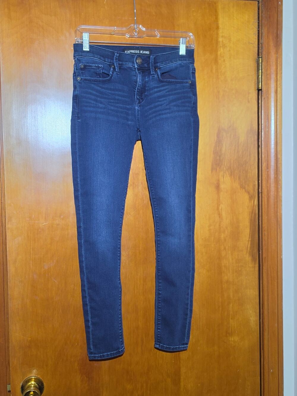Express EXP Supersoft Legging Jeans Womens 0S Dark Indigo Mid Rise Skinny Short
